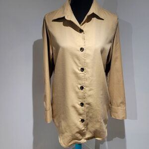 LuLaRoe Women's Relaxed Fit Abigail Flannel Shacket Pockets Size Medium Tan NEW